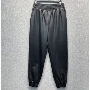 Dolce Cabo Faux Leather Jogger Pants Womens Medium Black Pull On High Rise